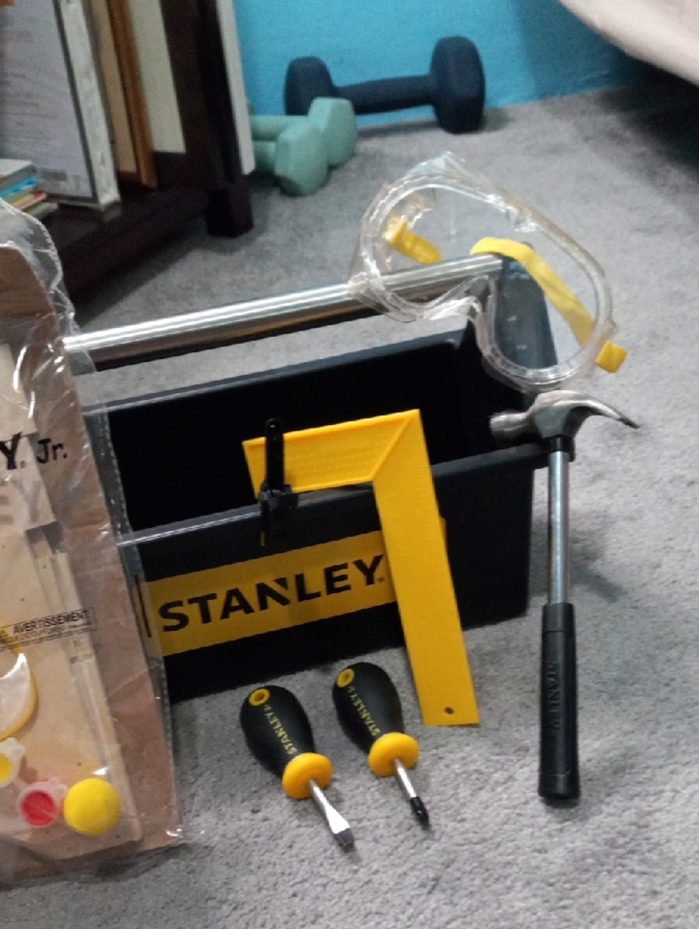 Stanley Black and Yellow Tool Caddy with Safety Goggles and Truck Kit